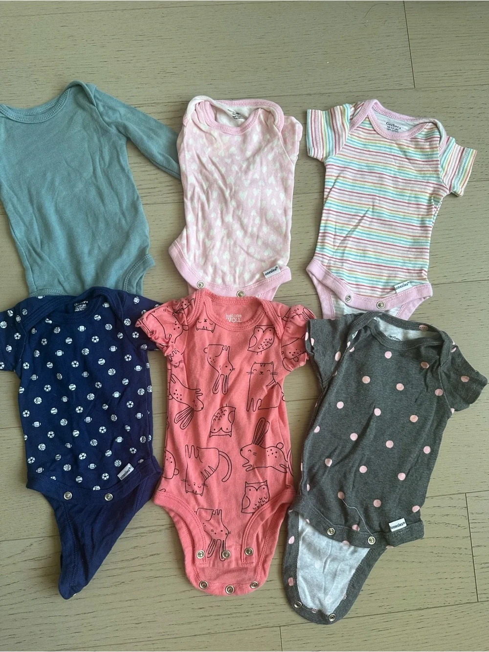 Baby Girls Mixed Short-Sleeve Onesies Pack - Pink, Coral, Gray, Blue